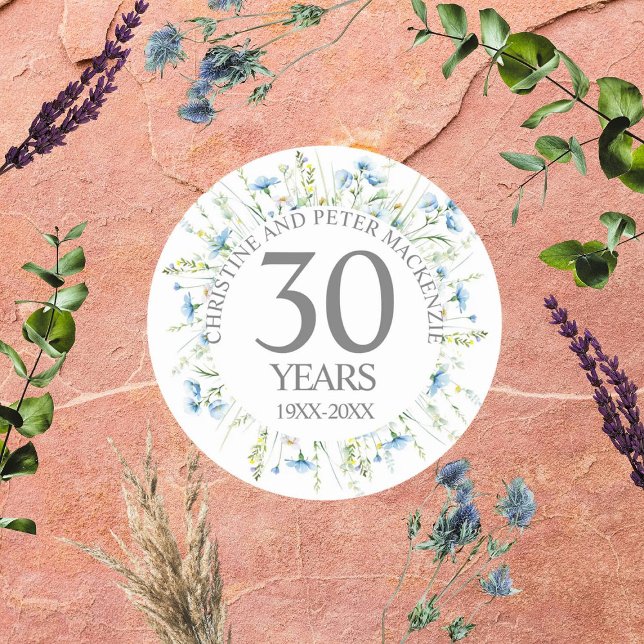 Adesivo Qualquer Aniversário de Casamento Blue Widlflowers (Criador carregado)