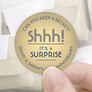 Adesivo QUALQUER ANO Marinho Faux Gold Foil do Aniversári