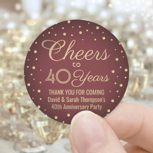 Adesivo QUALQUER Brinde de Aniversário Elegante Burgundy e