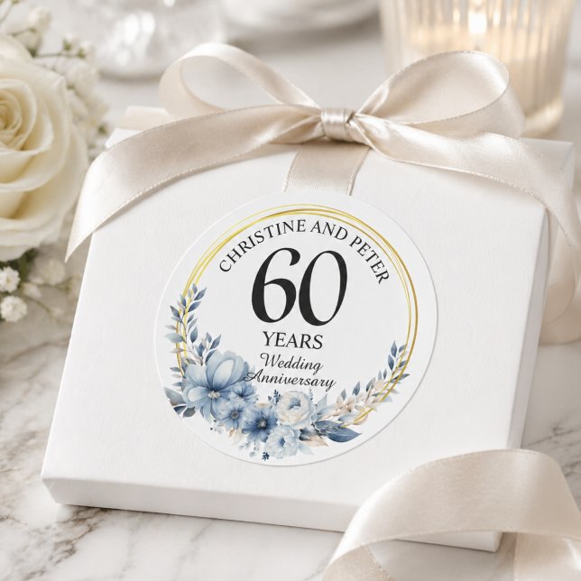 Adesivo Qualquer Casamento (60) Floral Azul Elegante Anive (Criador carregado)