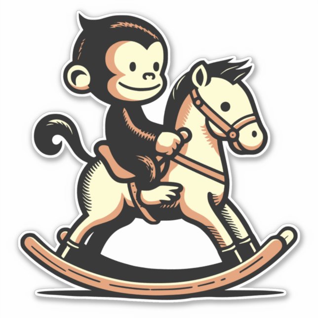 Adesivo Qualquer Macaco Colorido No Cavalo Rocco (Frente)