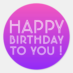 Adesivo Qualquer Nome Editável Feliz Aniversário Rosa Roxo