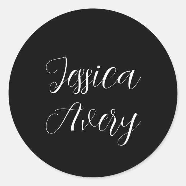 Adesivo Qualquer Nome | Script branco editável elegante em (Frente)