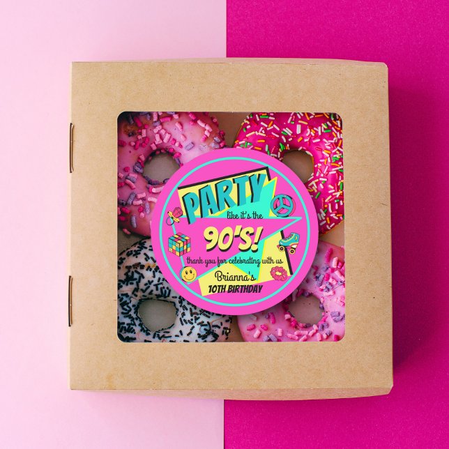 Adesivo QUALQUER obrigado rosa festa de aniversário dos an (Criador carregado)