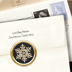 Adesivo Qualquer Selo Dourado Crystal Snowflake De Fundo D