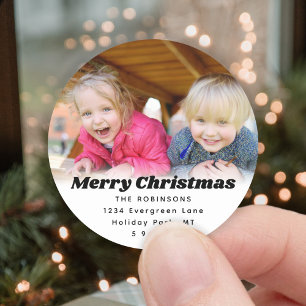 Adesivo Qualquer Texto de Foto de Natal Endereço de Retorn