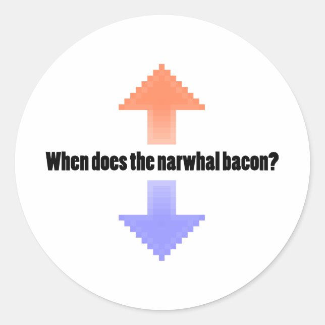 Adesivo Quando é que o Narwhal Bacon faz uma pergunta ao R (Frente)