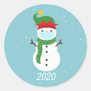Adesivo Quarentena de Rosto Snowman de 2020
