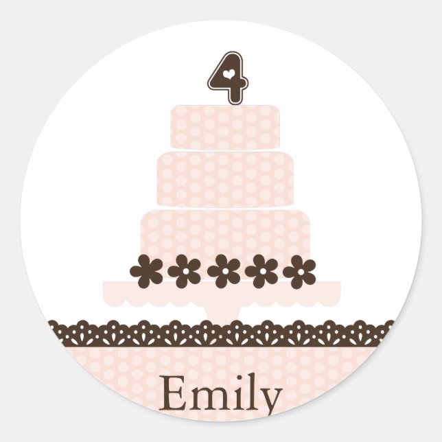 Adesivo Quarto Aniversário do Cupcake Topper/Sticker (Frente)
