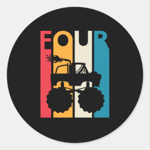 Adesivo Quarto Aniversário Presente Quatro Caminhão Monstr