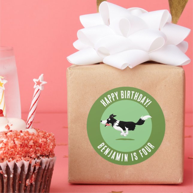 Adesivo Quarto de aniversário personalizado da Border Coll (Festa)