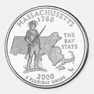 Adesivo Quarto de Dólar de Massachusetts
