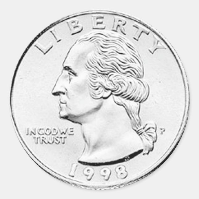 Adesivo Quarto de Dólar George Washington (Frente)