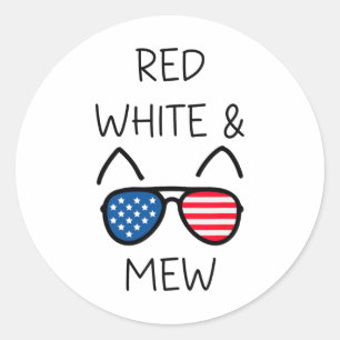 Adesivo Quarto De Julho, Cat Lover Red White E Mew Usa Pat