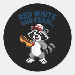Adesivo Quarto De Julho De Raccoon Red White E Feral Indep