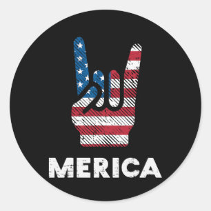 Adesivo Quarto de julho Rock Hand Merica Flag America Rock