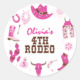 Adesivo Quarto Rodeio Pink Western Cowboy 4º Aniversário