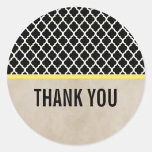 Adesivo Quatrefoil Chic Amarelo Obrigado Stickers