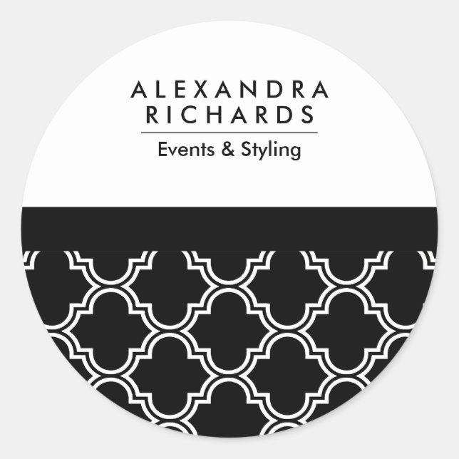 Adesivo Quatrefoil Preto e Branco (Frente)