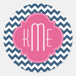 Adesivo Quatrefoil Quatrefoil Cor-de-Rosa Azul Monograma