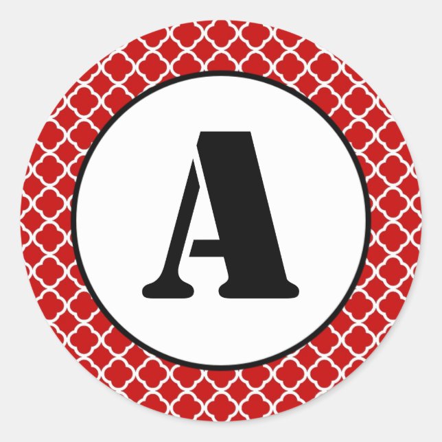Adesivo Quatrefoil Vermelho - Vinheta Círculo (Frente)