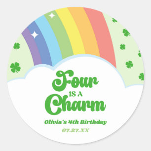 Adesivo Quatro é um Charm Rainbow 4º aniversário