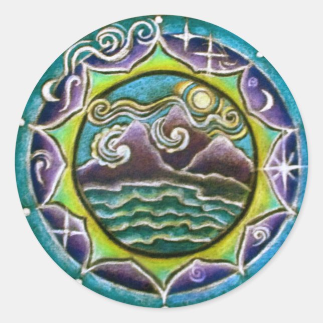 Adesivo Quatro Elementos Mandala Terras, água, fogo, (Frente)