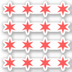 Adesivo Quatro estrelas da bandeira de Chicago