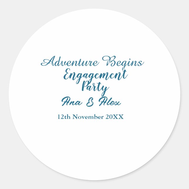 Adesivo que comece a aventura nome da festa de noivado (Frente)