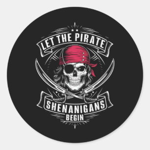 Adesivo Que Comece as Travessuras de Piratas do Halloween