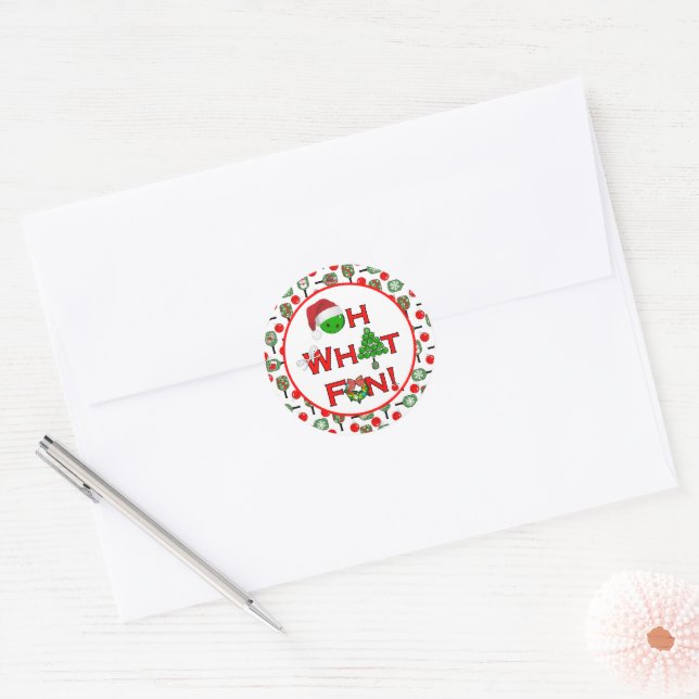 Adesivo Que Diversão Paddle de Pickleball de Natal (Envelope)