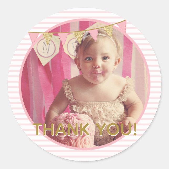 Adesivo Que divertido ser UM Rosa e Dourado Primeiro Anive (Frente)