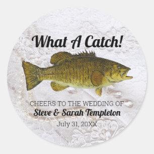 Adesivo Que Favor de Casamento de Boca-Pequena Pesca