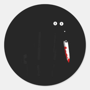Adesivo Que Gato Preto Assassino Segurando Uma Faca Engraç