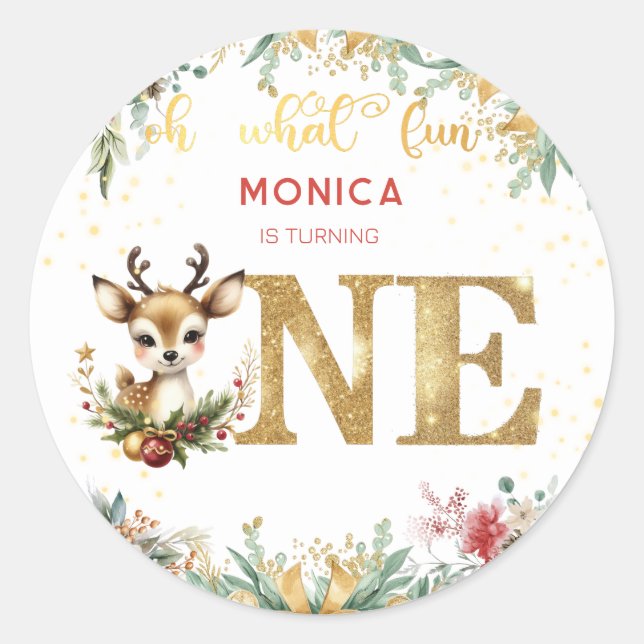 Adesivo Que Natal divertido primeiro aniversário (Frente)