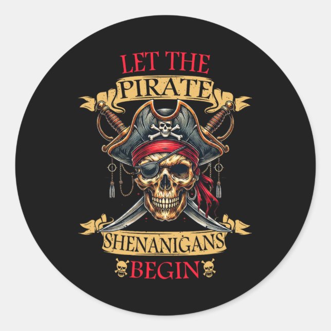 Adesivo Que Os Piratas Shenanigans Comecem O Crânio De Hal (Frente)