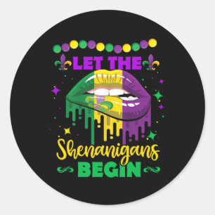 Adesivo Que Os Shenanigans Comecem A Mardi Gras Lábios Hom