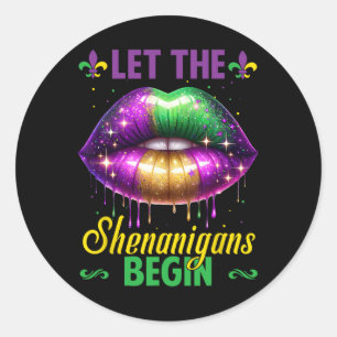 Adesivo Que Os Shenanigans Comecem A Mardi Gras Lábios Hom