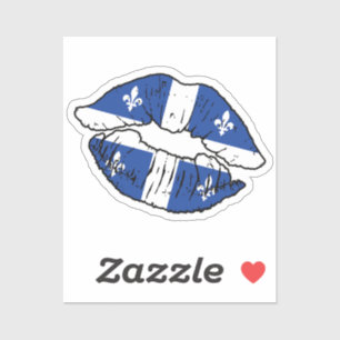Adesivo Quebec Quebecer Lipstick Love Flag
