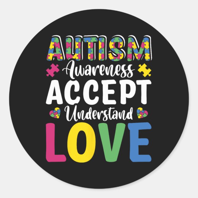 Adesivo Quebra-cabeça Consciência do Autismo Aceitar Compr (Frente)