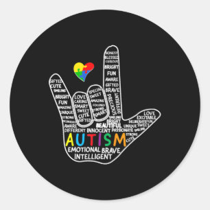 Adesivo Quebra-cabeça Heart ASL Love Sign Language hand Au