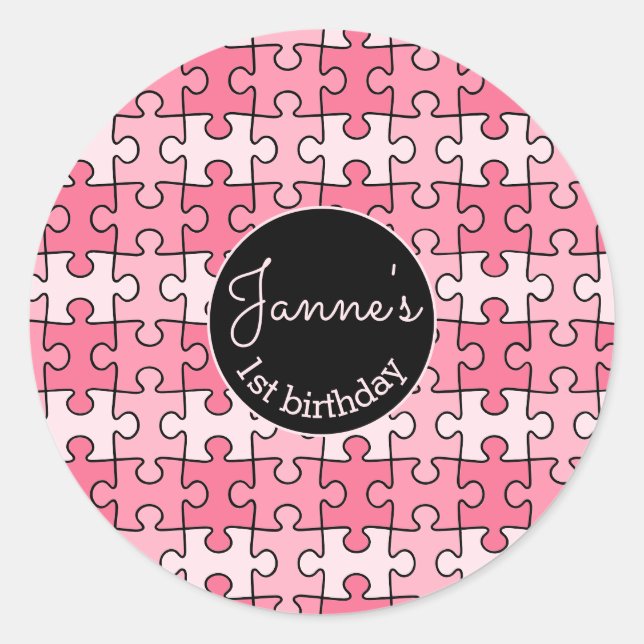 Adesivo Quebra-cabeça Pretos Rosa Suave (Frente)