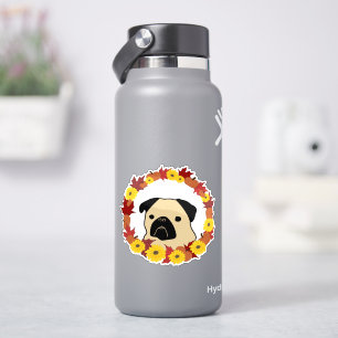 Adesivo Quebra de Pug com Folhas, Pumpkins e Girassóis