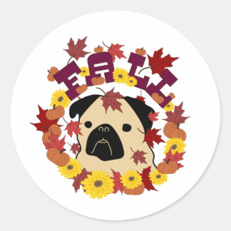 Adesivo Quebra de Pug com Folhas, Pumpkins e Girassóis