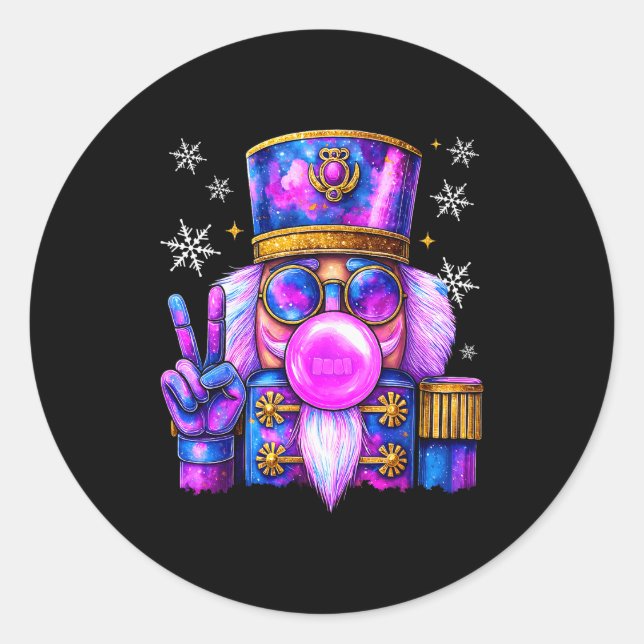 Adesivo Quebra-Nozes Roxo Soprando Chiclete Natal Fofo (Frente)