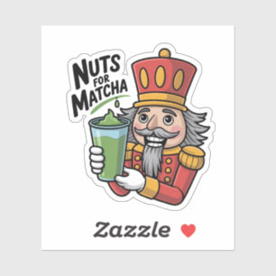 Adesivo Quebra-Nozes Segurando Matcha Latte Nozes Engraçad