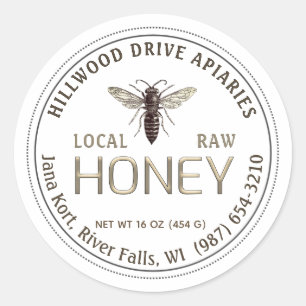 Adesivo Queen Bee Editable Honey Jar Label Raw Local