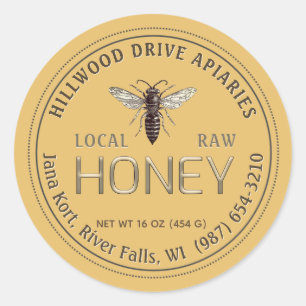 Adesivo Queen Bee Editable Honey Jar Label Raw Local