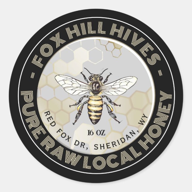 Adesivo Queen Bee Honey Honeycomb em Black Label (Frente)