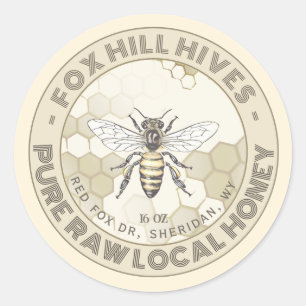 Adesivo Queen Bee Honey Honeycomb Ivory & Taupe Label